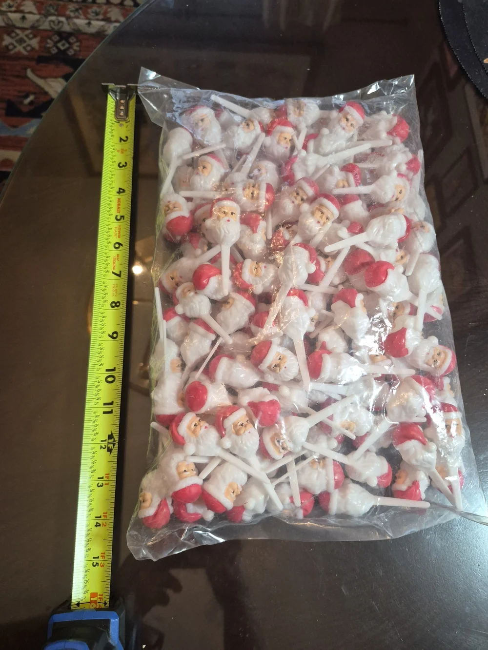 Vintage Blow Mold  Santa Cupcake Picks - White & Red Holiday Party Picks